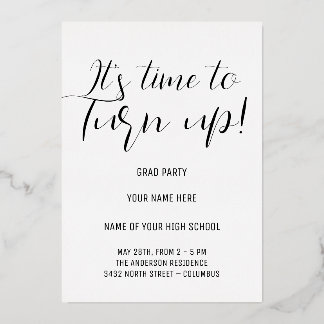 Stylish Black & White Calligraphy Grad Party