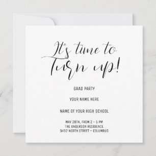 Stylish Black & White Calligraphy Grad Party Save The Date