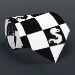 Stylish Black & White Checks Pattern & Dragon Tie<br><div class="desc">Bring the classic chequerboard with a touch of legendary animal and you get a sophisticated Dragon Tie which is a perfect gift for Birthday,  Christmas,  Father’s Day or a Business meeting.

About the design the checks are Black and White. The Dragon figures are Black and White.</div>
