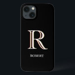 Stylish Black White Custom Monogram    iPhone 13 Case<br><div class="desc">This unique designer cell phone case features a three colour monogram — look closely and you will see for yourself.  This is set against a black background .   Any design questions,  just send an email to charmdesignstudio@rcn.com and we’ll be delighted to assist.</div>