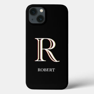 Stylish Black White Custom Monogram    iPhone 13 Case
