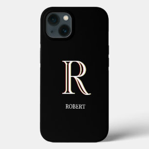 Stylish Black White Custom Monogram    iPhone 13 Case