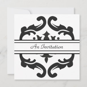 Stylish Black & White Damask Custom Invitations