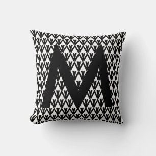 Stylish Black & White Diamond Pattern Throw Pillow