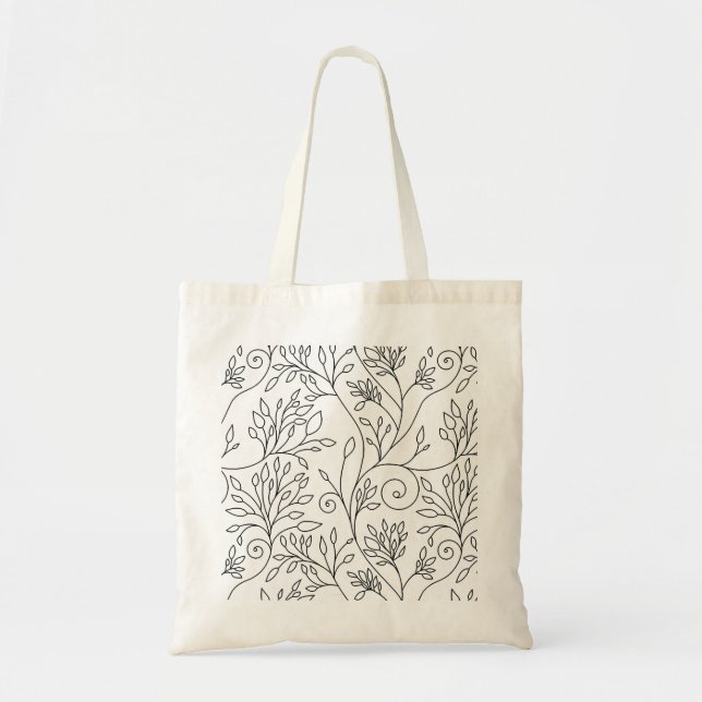 Stylish black white flowers Bag (Front)