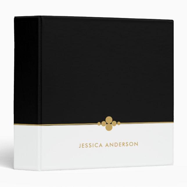 Stylish Black White Gold Name Binder (Front/Spine)