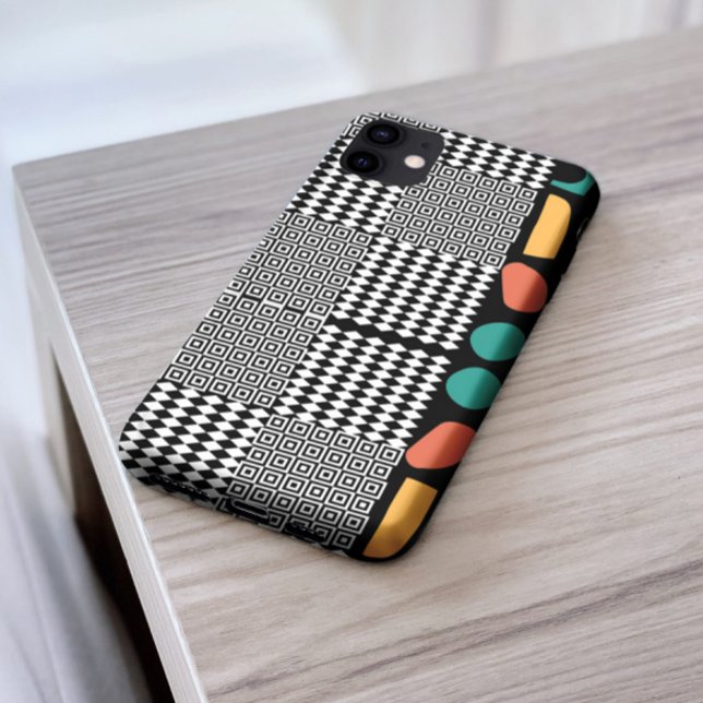 Stylish Black & White Greek Key Colorful Abstract Case-Mate iPhone Case (Creator Uploaded)