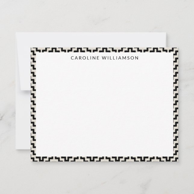 Stylish Black White Line Art Personalized Name Card (Front)