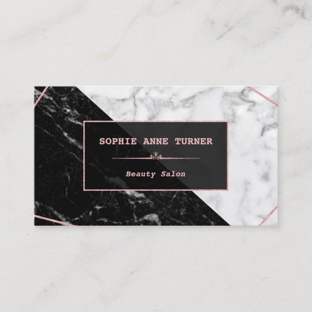 Stylish Black White Marble Rose Gold Appointment (Front)