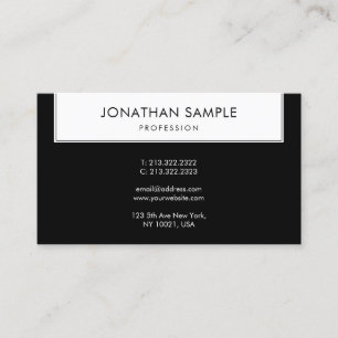 Stylish Black White Minimalist Simple B&W Modern Business Card