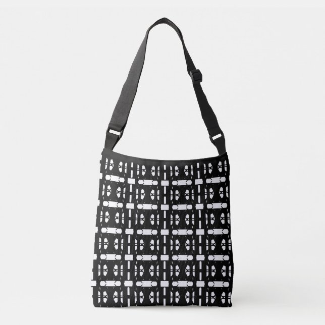Stylish Black White Pattern Crossbody Bag (Front)