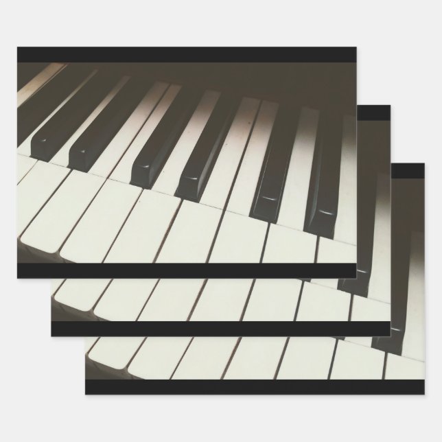 Stylish Black & White Piano Keys Photograph Wrapping Paper Sheet (Set)
