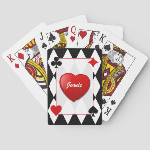 Stylish Black, White, & Red Card Suits Card Deck
