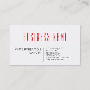 Stylish Black White Red Manager Business Card