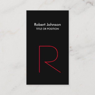 Stylish Black White Red Monogram Business Card