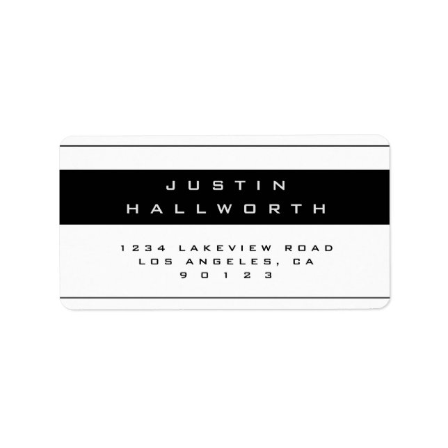 Stylish Black & White Return Address Label (Front)