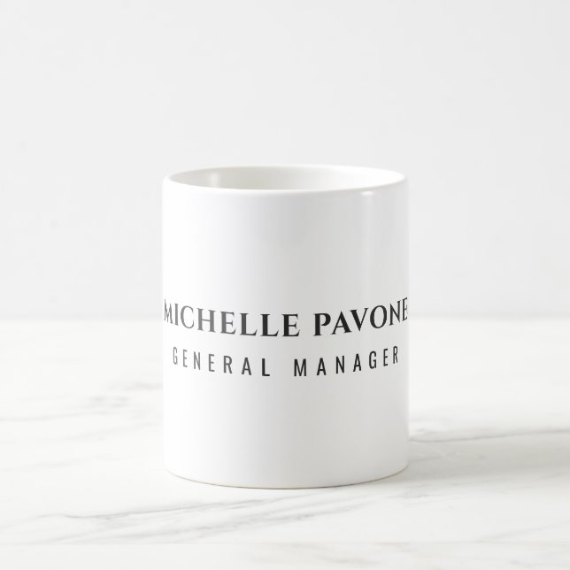 Stylish Black & White Simple Plain Professional Coffee Mug (Center)