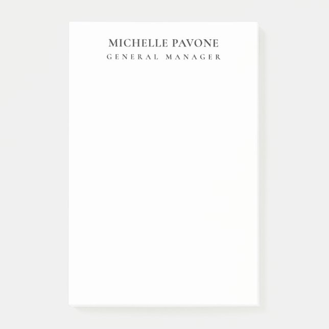 Stylish Black & White Simple Plain Professional Post-it Notes (Front)