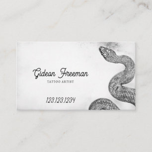 Stylish Black & White Snake Tattoo Artist Business Card
