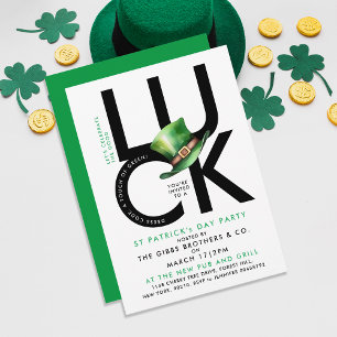 Stylish Black White St Patrick Lucky Irish Party Invitation