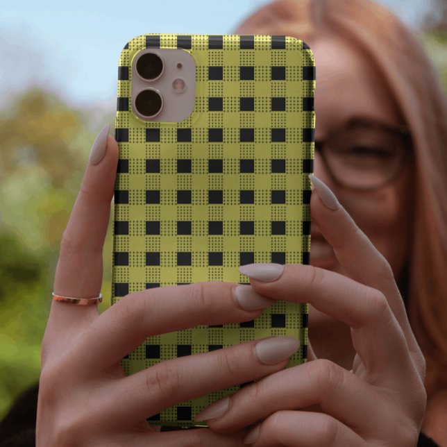 Stylish black & yellow Chequerboard pattern Case-Mate iPhone Case (Creator Uploaded)