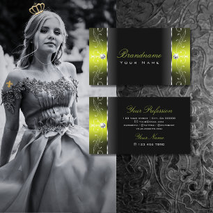 Stylish Black Yellow Squiggled Jewels Ornamental Business Card
