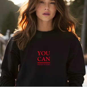 Stylish Black You Can Red Letters Print Women Sweatshirt