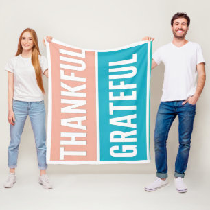 Stylish Blessed, Grateful Thankful Thanksgiving Fleece Blanket