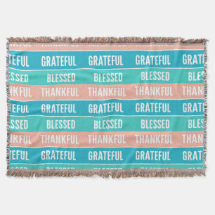 Stylish Blessed, Grateful Thankful Thanksgiving Throw Blanket