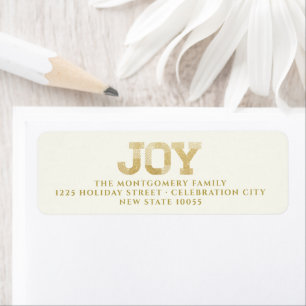Stylish Block Font Gold Glitter Joy Modern Holiday