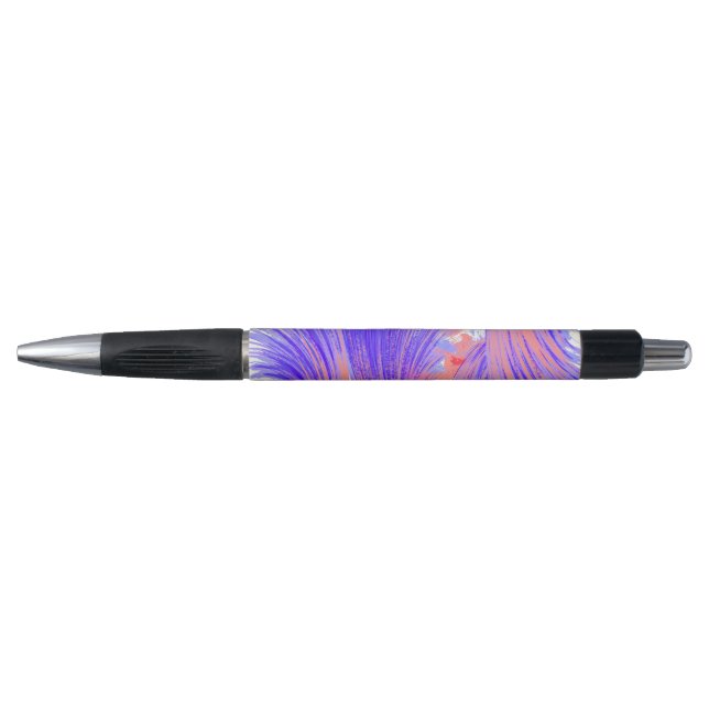 Stylish Blue Abstract Feathers Pen (Front)