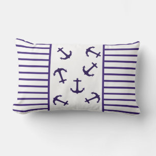Stylish Blue Anchor Sea Ocean Theme Throw Pillow