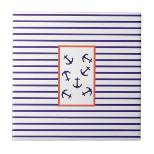 Stylish Blue Anchor Sea Ocean Theme Tile