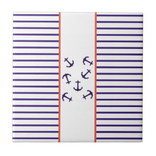 Stylish Blue Anchor Sea Ocean Theme Tile