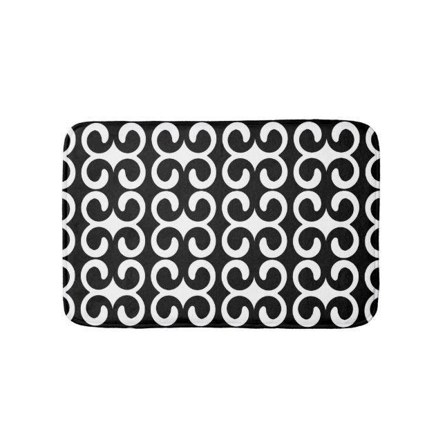 Stylish Blue and Black Pattern Bath Mat (Front)