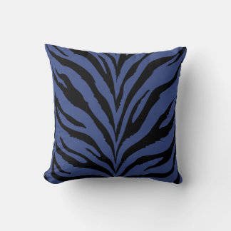 Stylish Blue and black tiger print Throw Pillow
