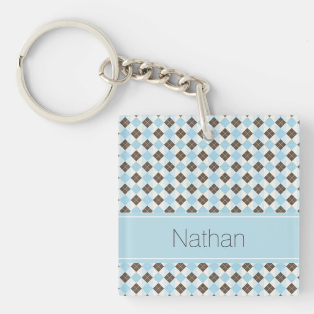 Stylish Blue and Brown Personalised Argyle Pattern (Devant)
