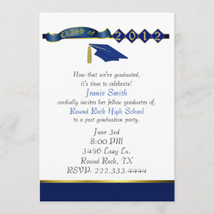 Stylish Blue and Gold Graduation Party Invitation