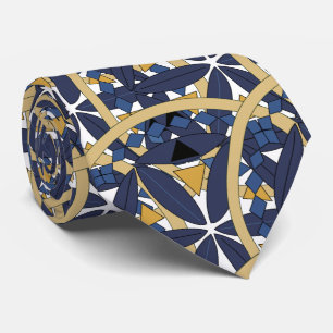 Stylish Blue and Gold Pattern Tie
