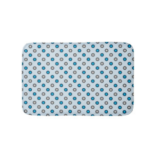 Stylish Blue and Silver Polka Dot Pattern Bath Mat