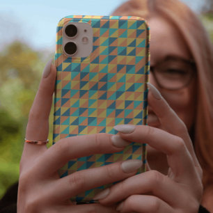 Stylish Blue and yellow geometric pastel pattern iPhone 11 Case