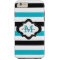 Stylish Blue Black White Stripes Custom Monogram