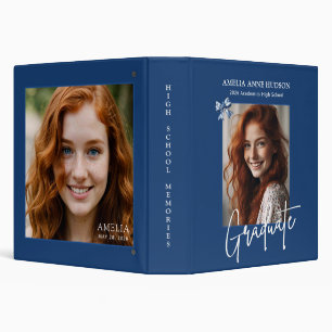 Stylish Blue Bow 2026 Graduate 2 Photo Memories Binder