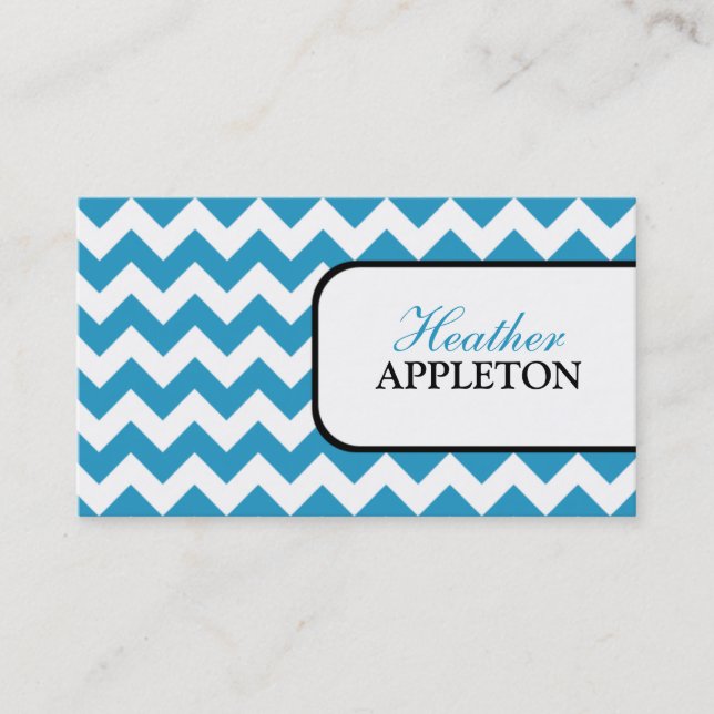 Stylish Blue Chevron Business Cards (Front)