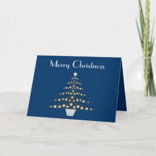 Stylish Blue Christmas Tree Greeting Card