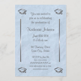 Stylish Blue Customizable Graduation Invitations