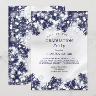 Stylish blue flower light  congratuation party invitation
