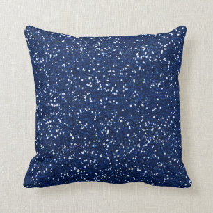 Stylish Blue Glitter Throw Pillow