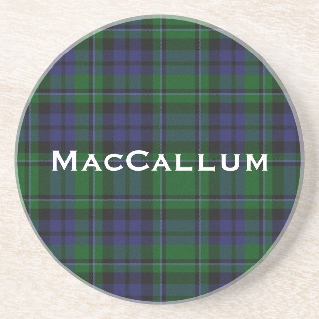Stylish Blue & Green MacCallum Tartan Plaid Coaster (Front)