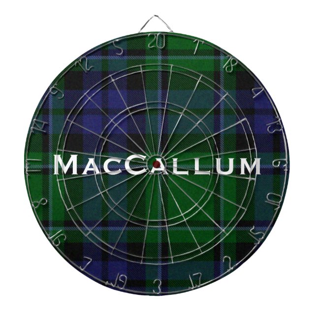 Stylish Blue & Green MacCallum Tartan Plaid Dartboard (Front)